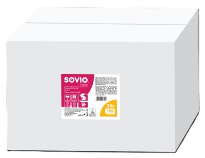 Papierové utierky, V ohyb, 2-vrstvové, 150 listov, 21 x 23 cm, SOVIO