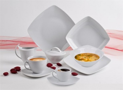 Tanier, porcelán, hranatý , 20 cm, 6 ks, ROTBERG, "Quadrate", biely
