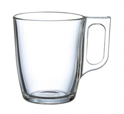 Pohár, sklenený, s uškom, 6 ks sada, 25 cl, "CoffeeTime"