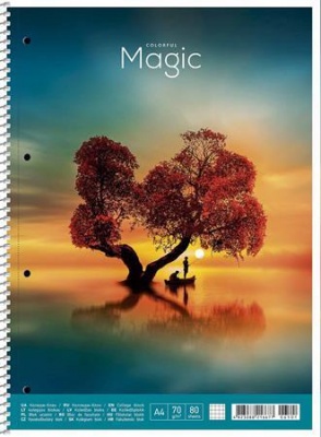 Špirálový zošit, A4+, štvorčekový, 80 listov, SHKOLYARYK "Colourful magic", mix