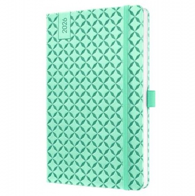 Diár, A6, týždenný, 2026, tvrdá obálka, SIGEL "Jolie", mätovo zelený