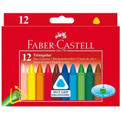 Voskovky, trojhranné, FABER-CASTELL , 12 rôznych farieb
