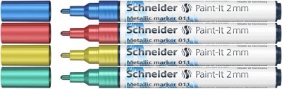 Akrylový popisovač, sada,  2 mm, SCHNEIDER "Paint-It 011", 4 rôzne farby