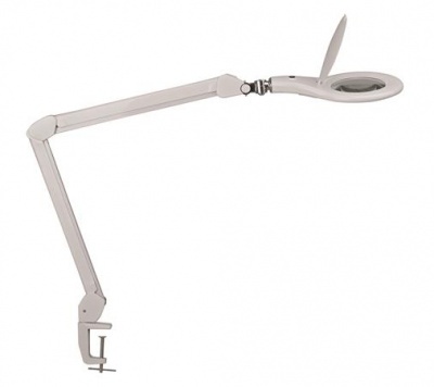 Stolová lampa, LED, zväčšovacie sklo, s držiakom, MAUL "Makro", biela