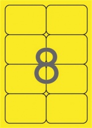Etikety, 99,1x67,7 mm, farebné, zaoblené rohy, APLI, neónové žlté, 160 etikiet/bal